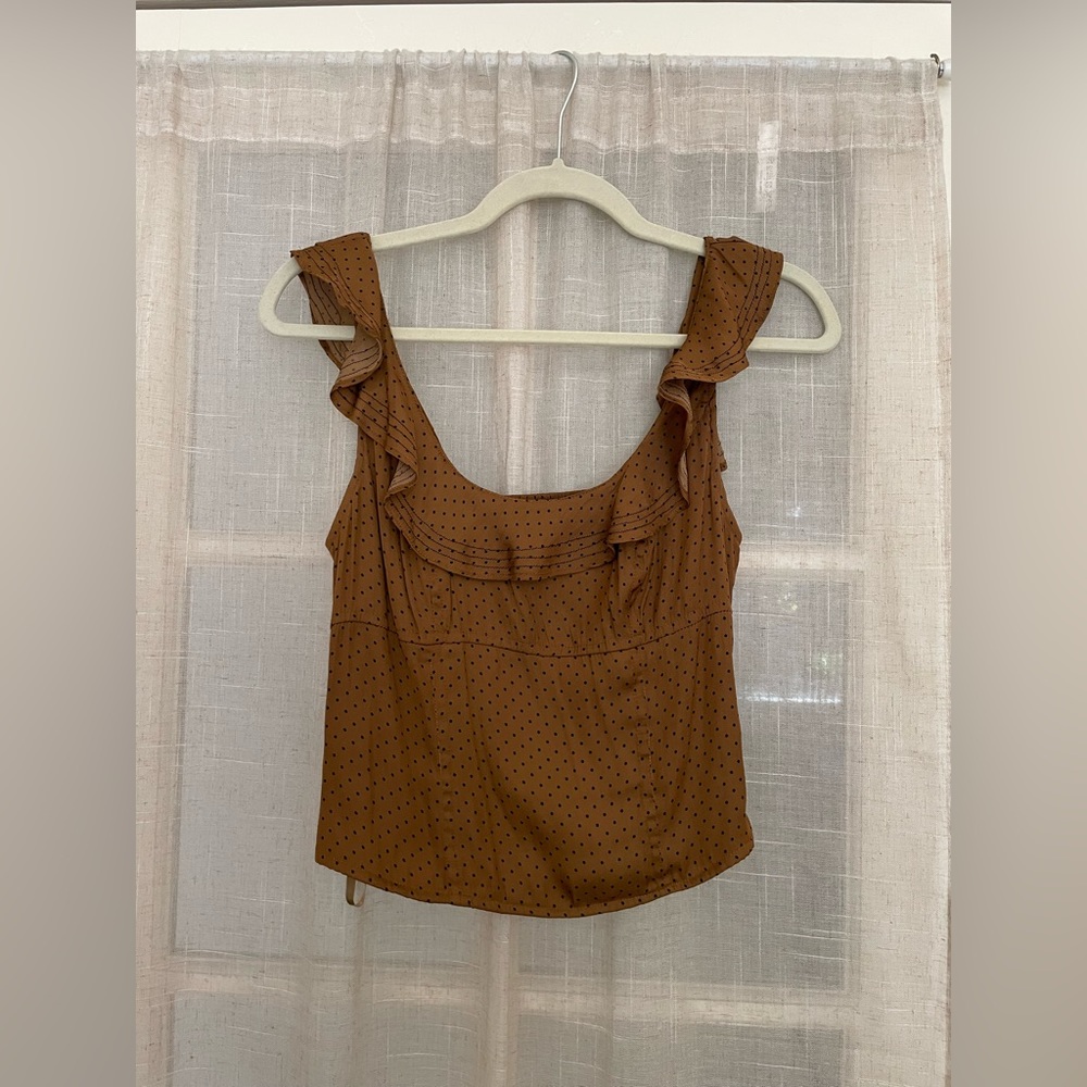 Free People brown polka dot blouse